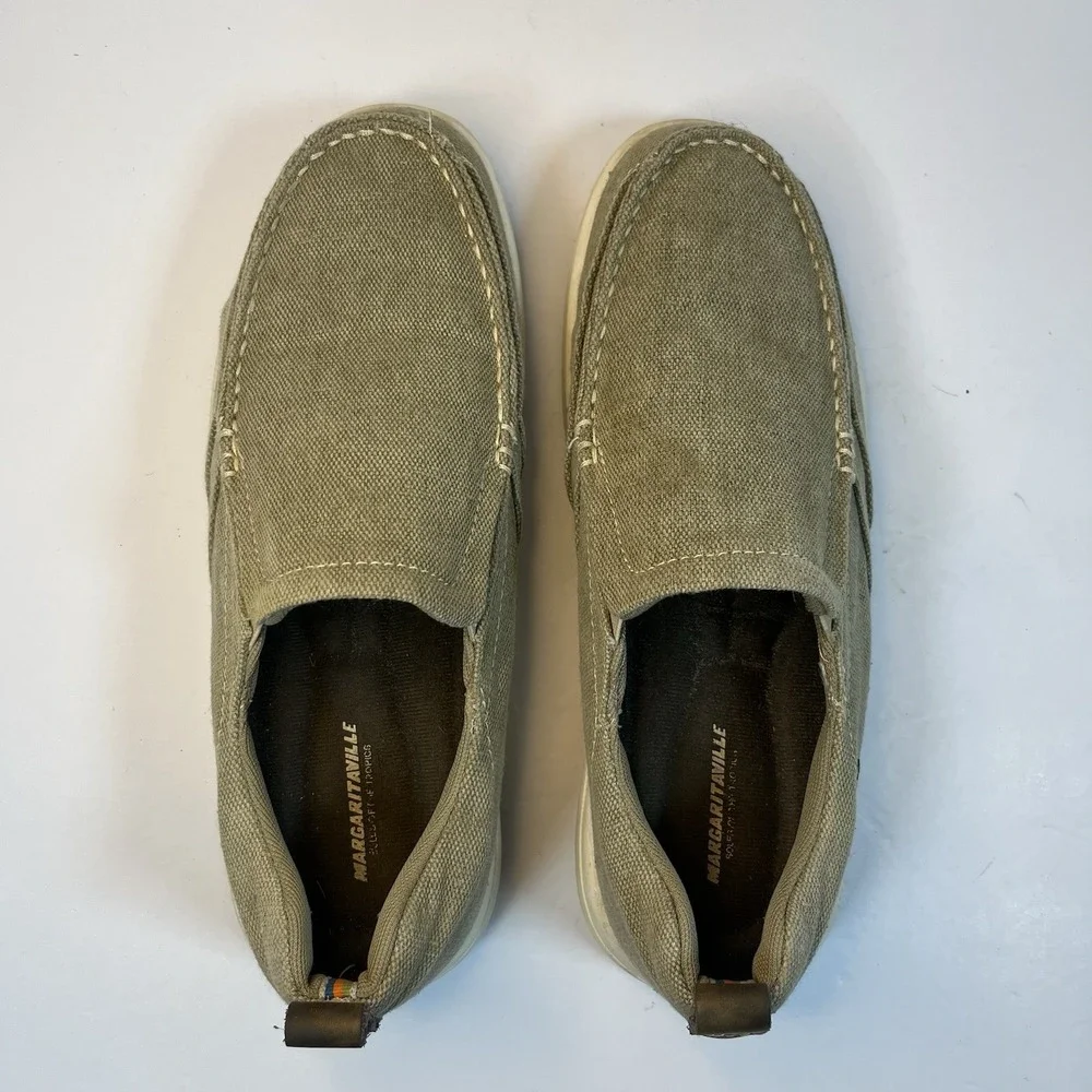 Margaritaville Marina Boat Shoes Loafers Slip‎ On Casual Canvas Green Mens 8.5